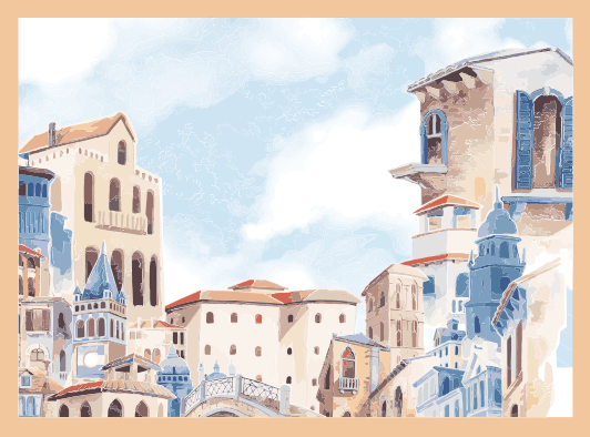 Covor vinil dormitor peisaj urban de coastă - TenStickers