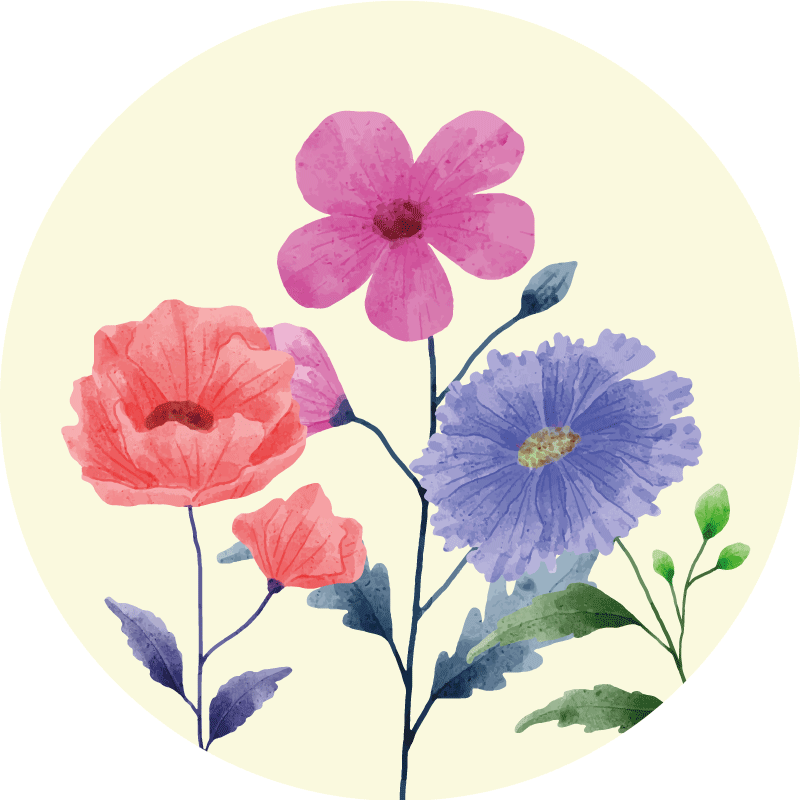 Covoruri vinil rotund compoziție florală vibrantă - TenStickers