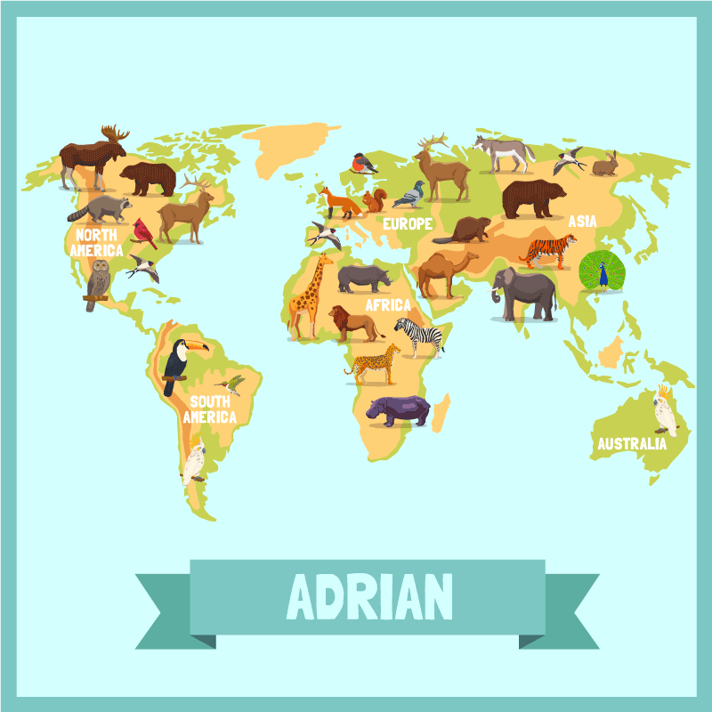 Covor de vinil cu nome design de faună cu nume - TenStickers