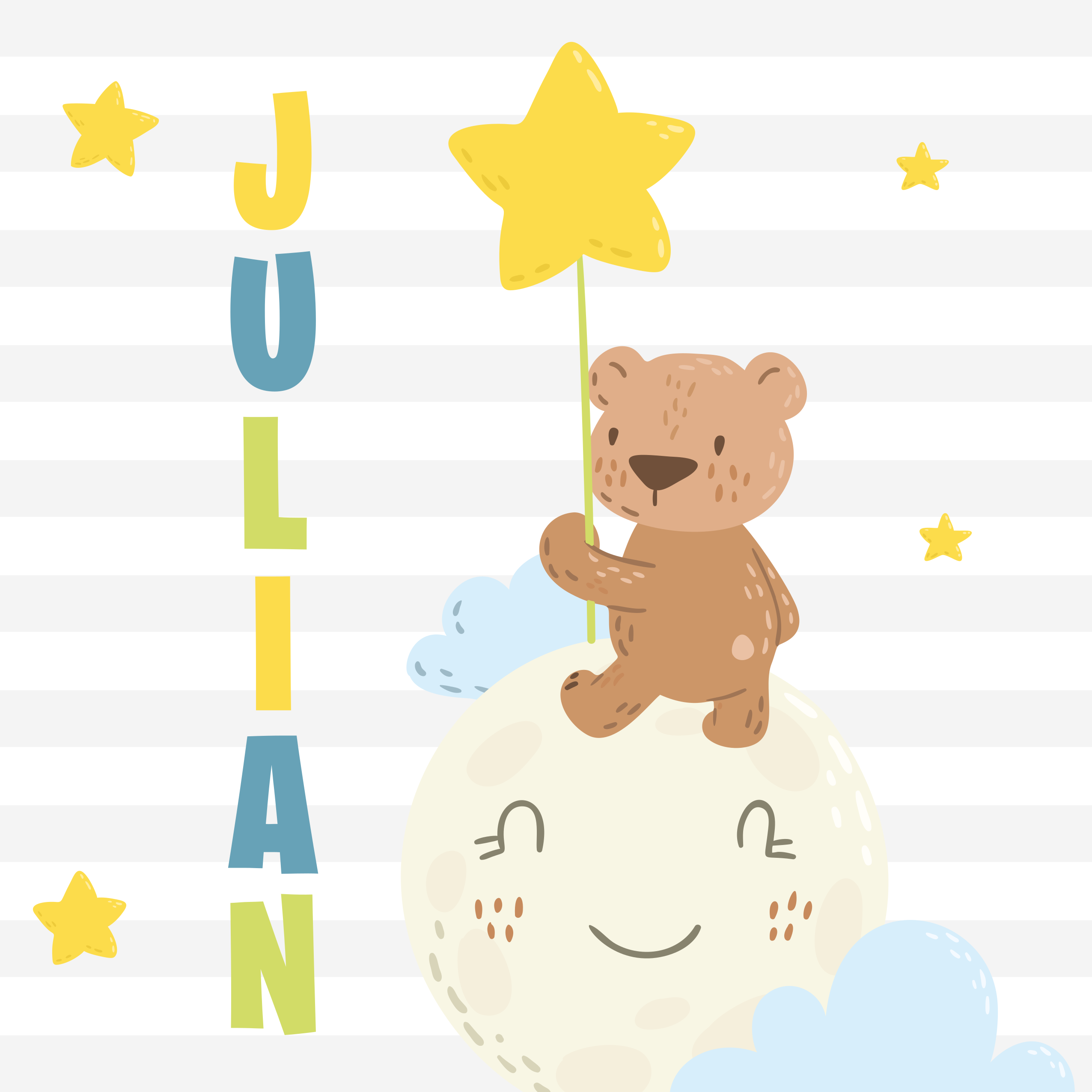 Covor de vinil cu nome urs cu stea - TenStickers