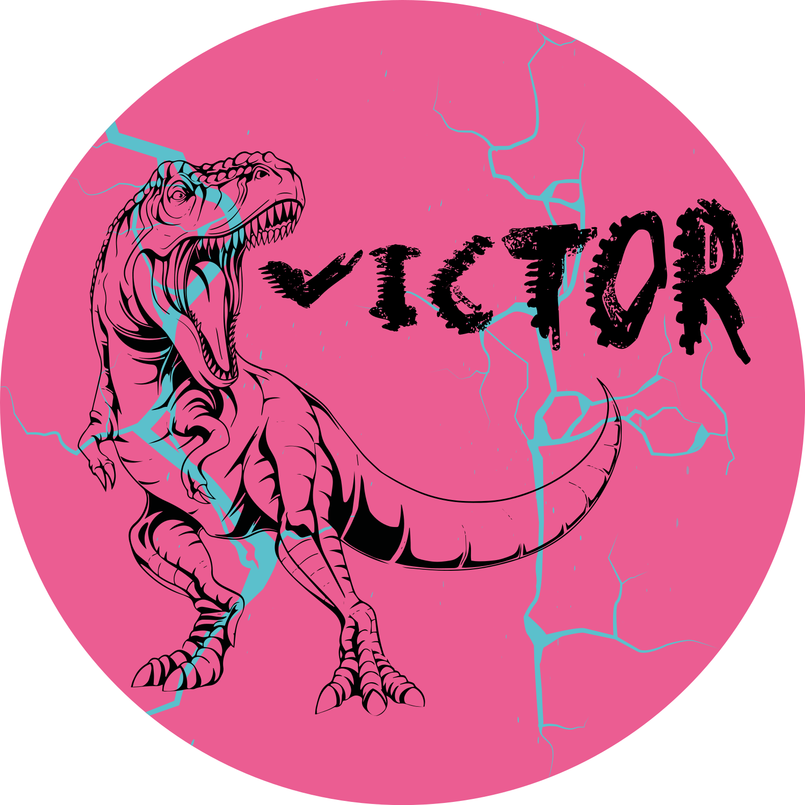 Alții covor de vinil t-rex roz cu nume - TenStickers