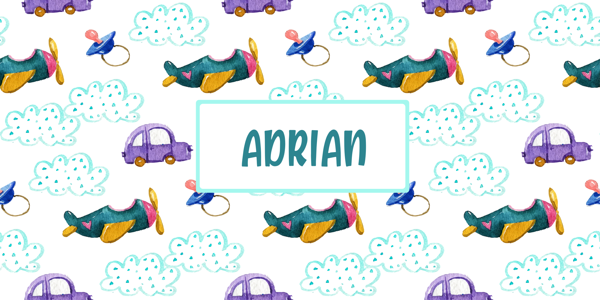 Covor de vinil cu nome temă fantezistă cu avion - TenStickers