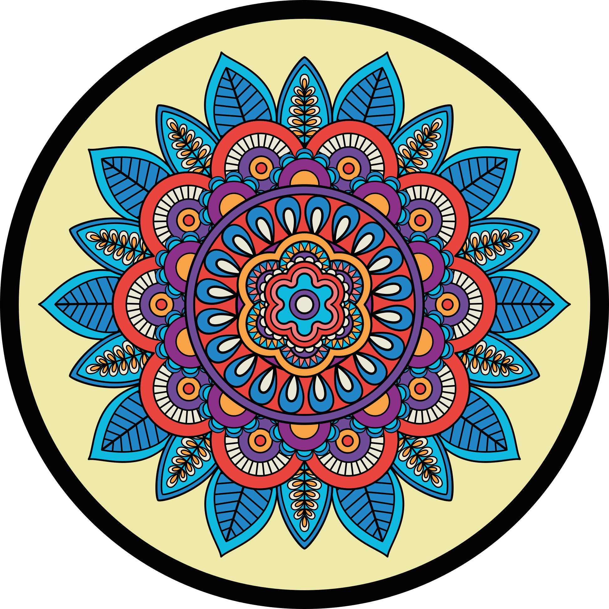 Covor vinil mandala motiv circular colorat - TenStickers