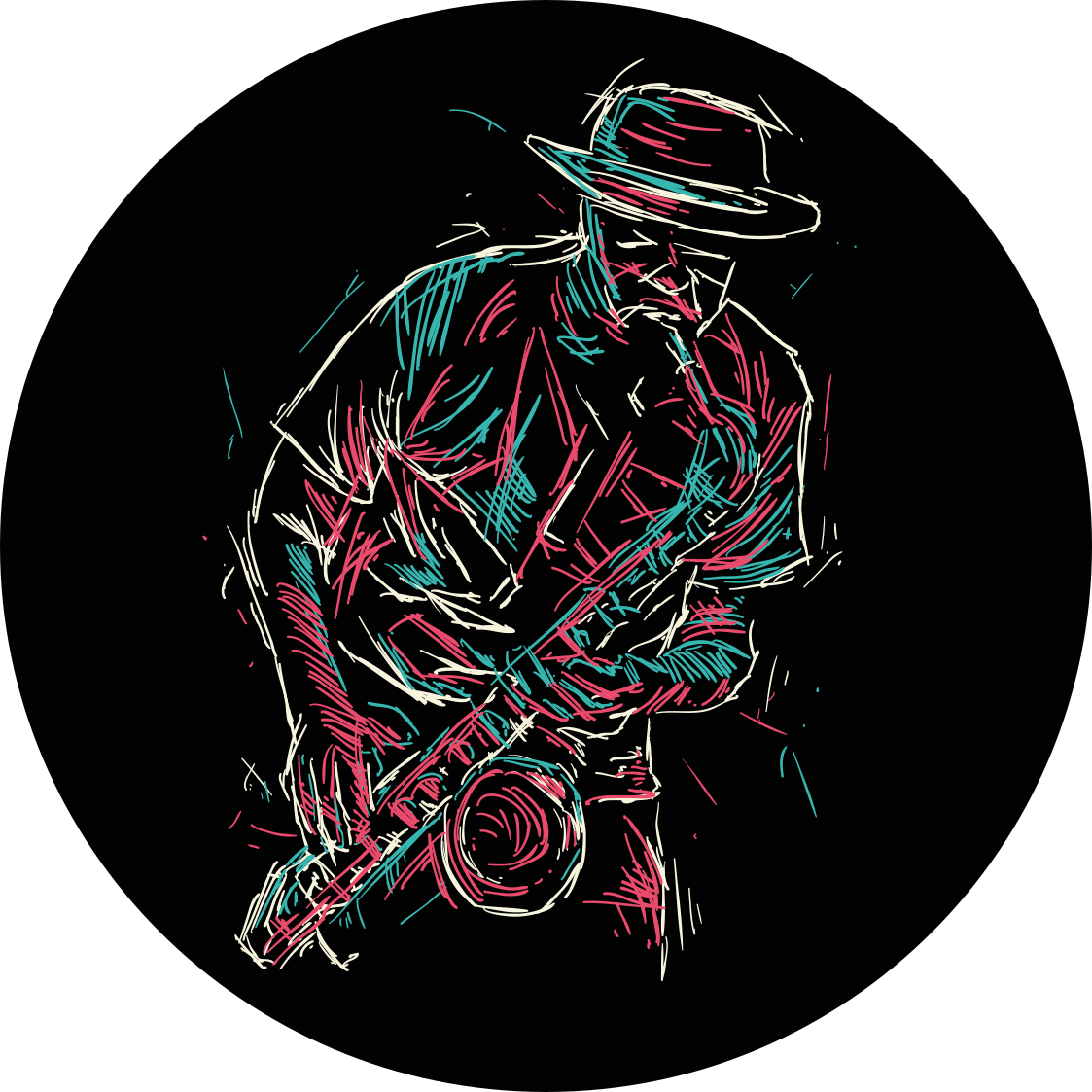 Covoruri vinil rotund spectacol de muzician de jazz - TenStickers