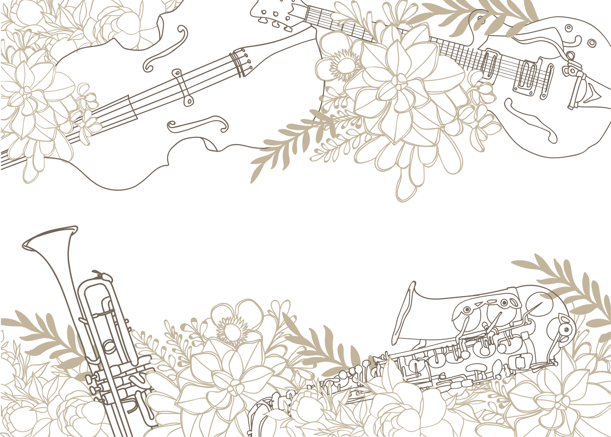 Covor vinil flori și plante aranjament floral muzical - TenStickers