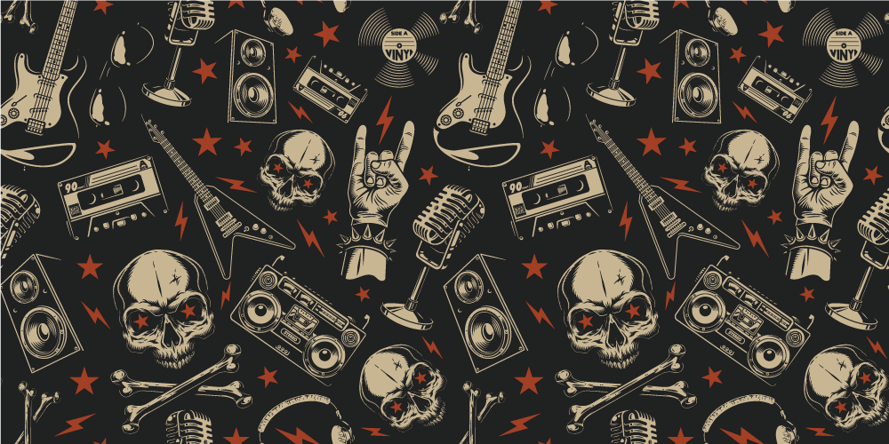Covor de vinil Adolescenți temă muzicală cu craniu - TenStickers