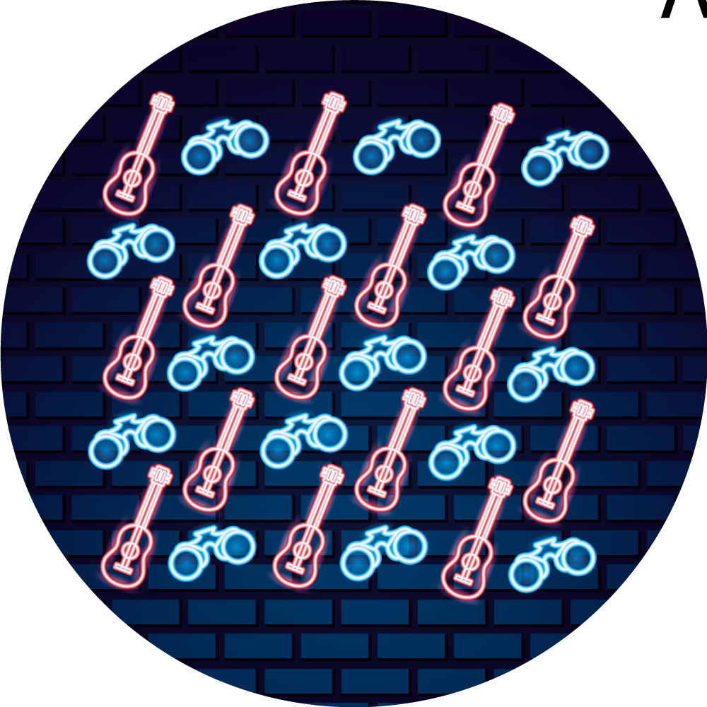 Covor de vinil Adolescenți modele muzicale neon - TenStickers