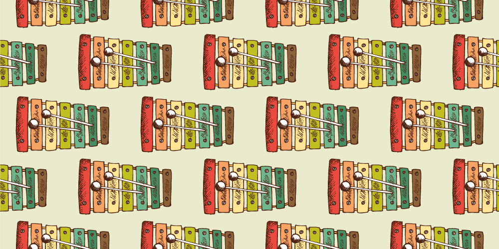 Covor de vinil Adolescenți model colorat de xilofon - TenStickers