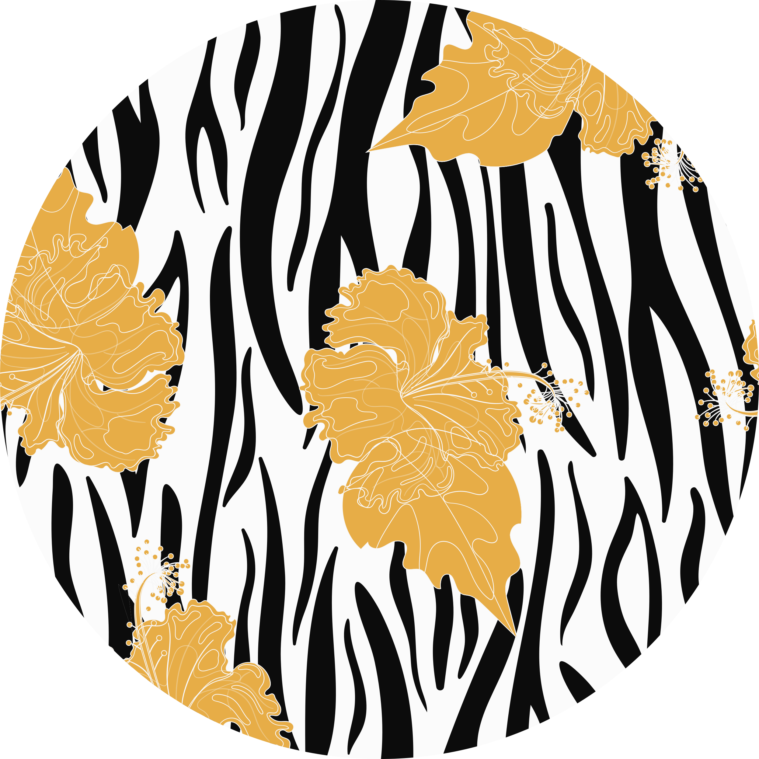 Covor vinil print animalier motiv floral zebră - TenStickers