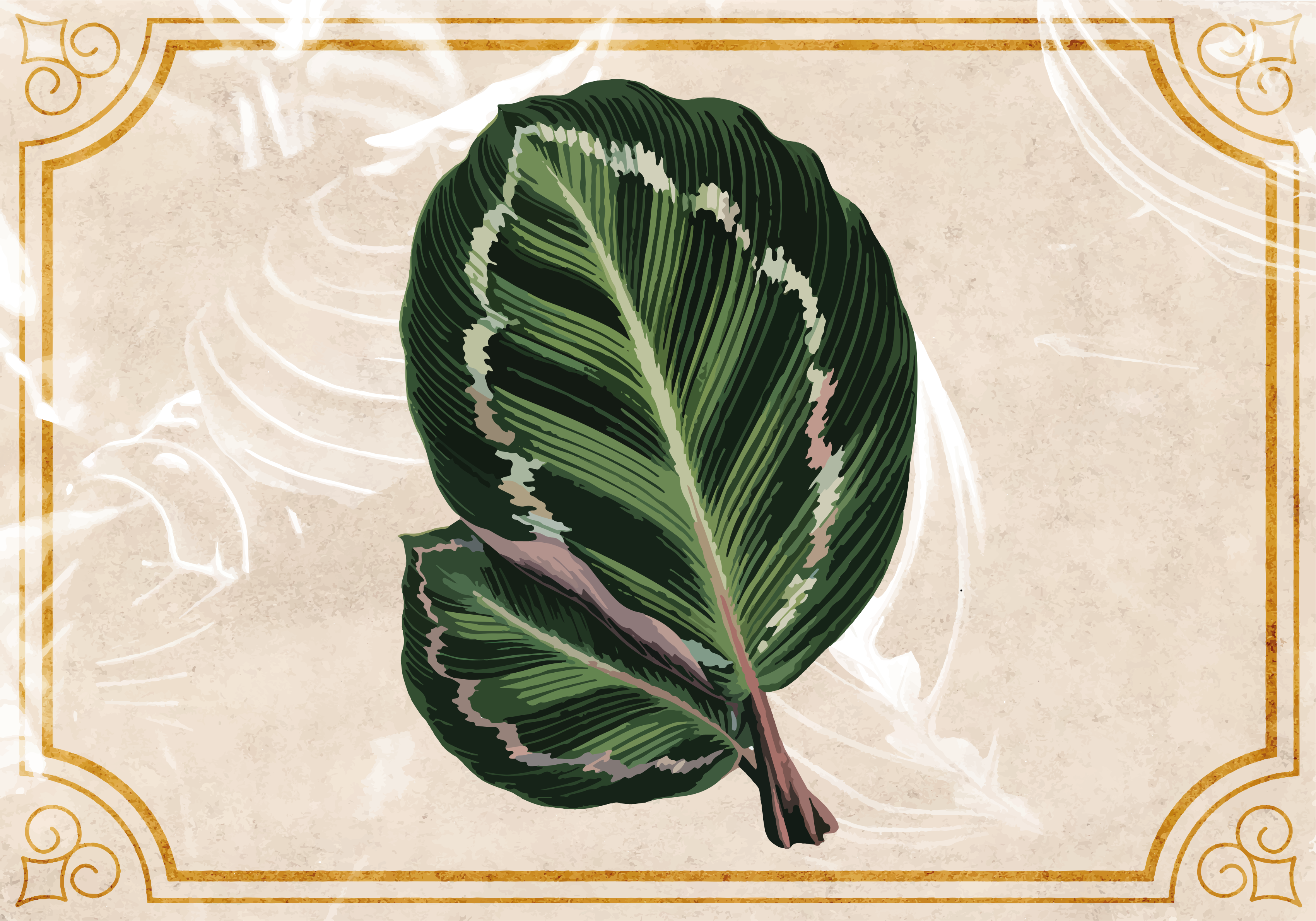 Covor vinil cu aspect de natura eleganța motivului frunzelor - TenStickers