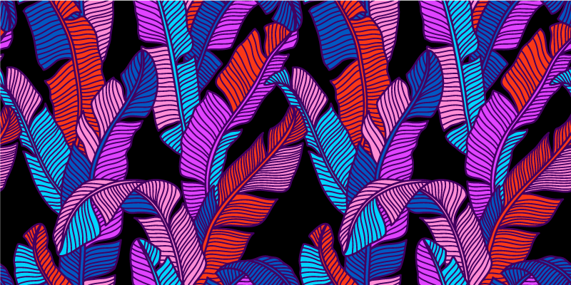 Covor vinil cu aspect de natura foliaj tropical colorat - TenStickers