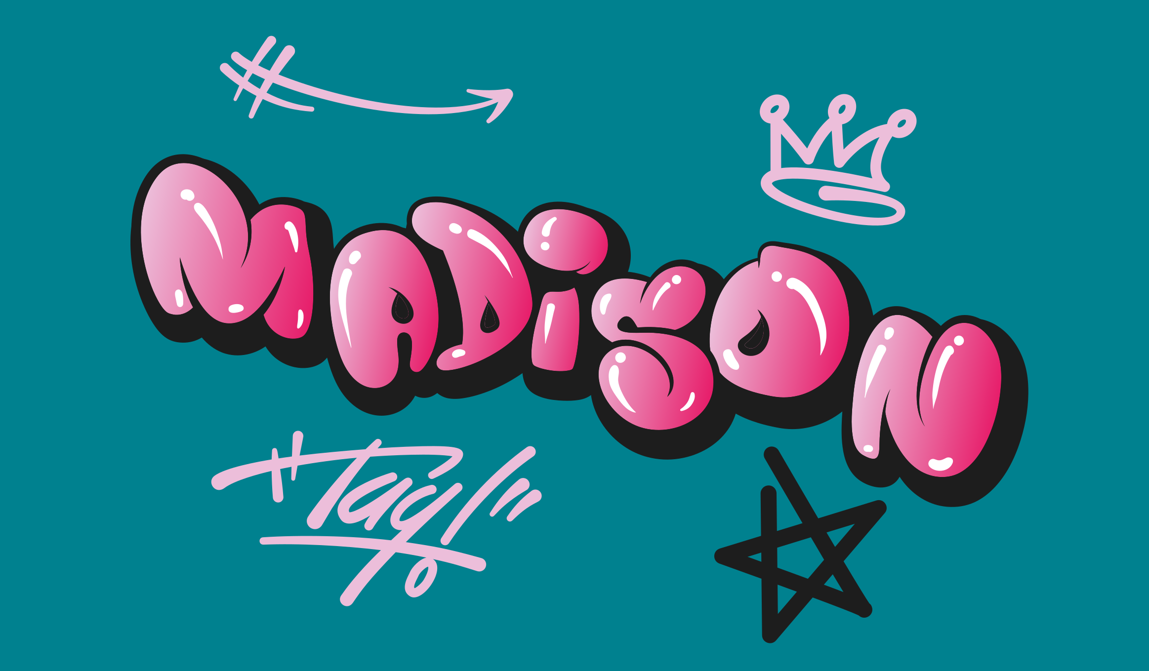 Covor de vinil Adolescenți graffiti roz cu nume - TenStickers