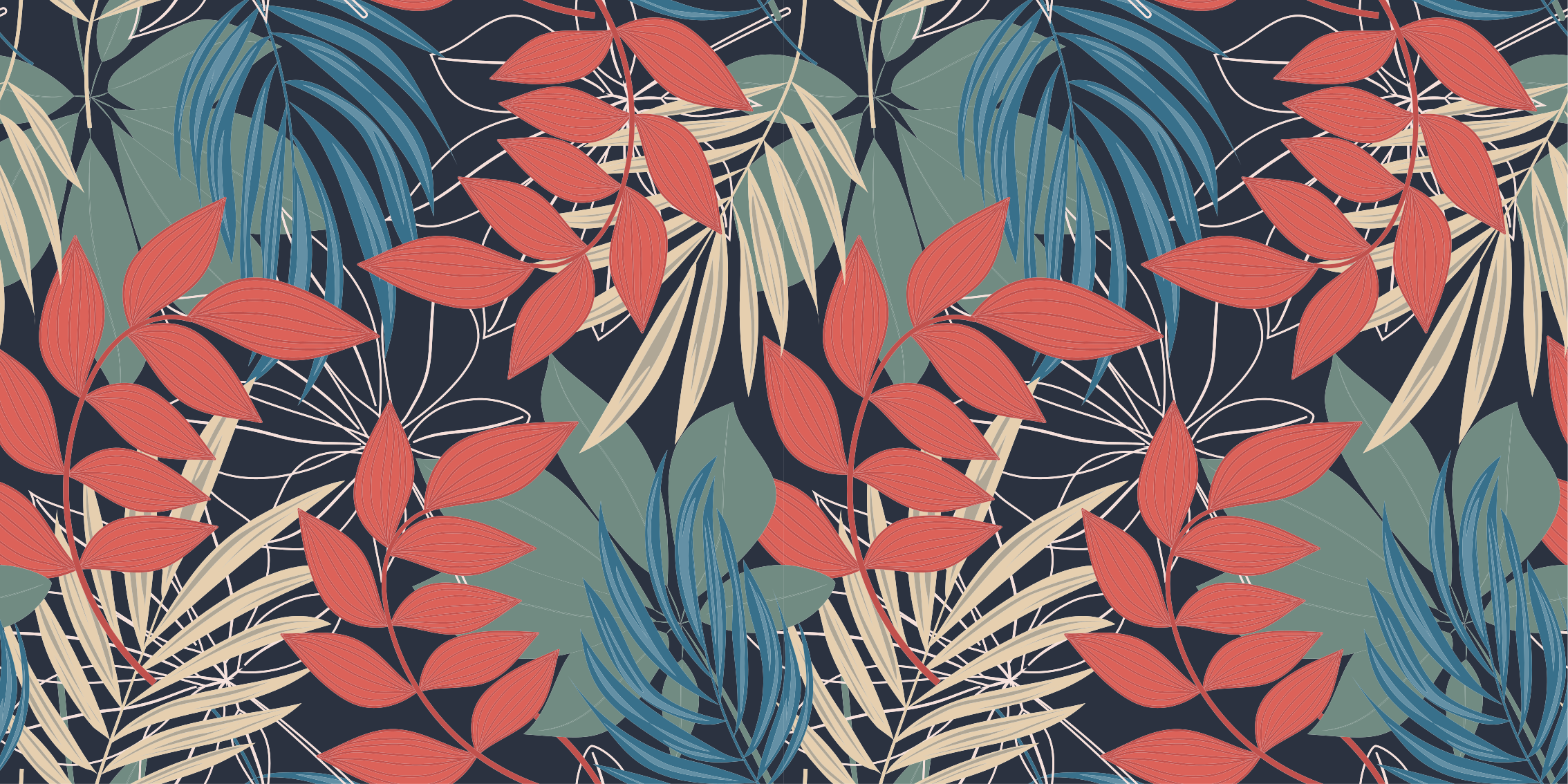 Covor vinil flori și plante model vibrant de frunze - TenStickers