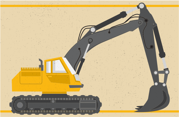 Alții covor de vinil ilustrație excavator - TenStickers