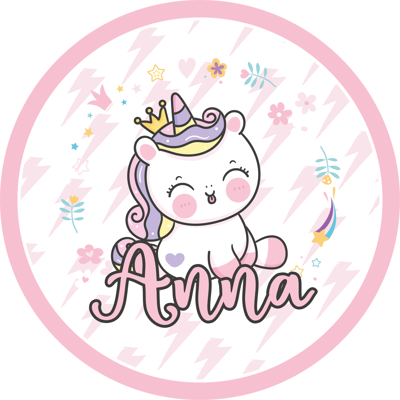 Alții covor de vinil pui de unicorn cu nume - TenStickers