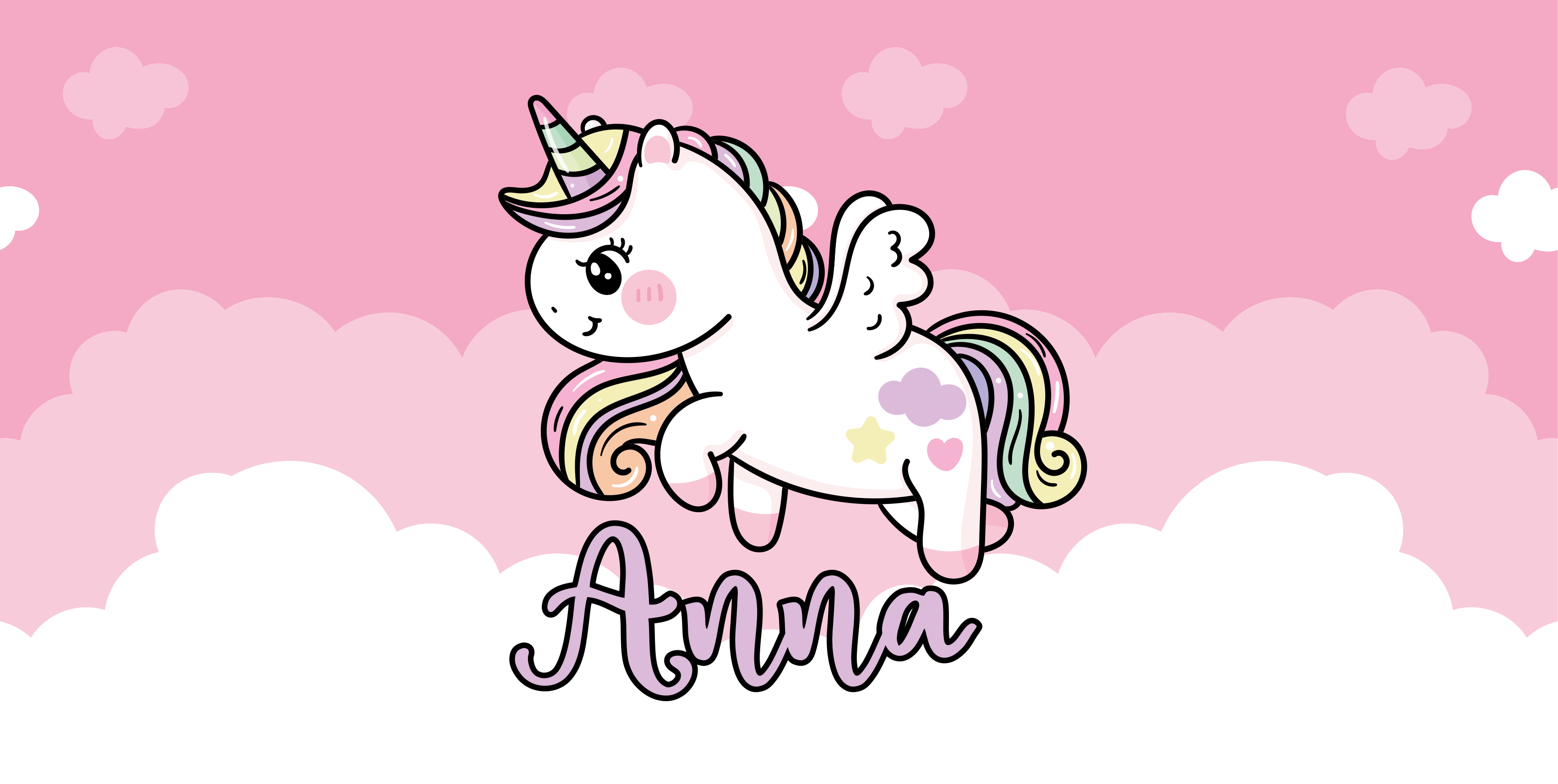 Alții covor de vinil unicorn roz personalizabil - TenStickers