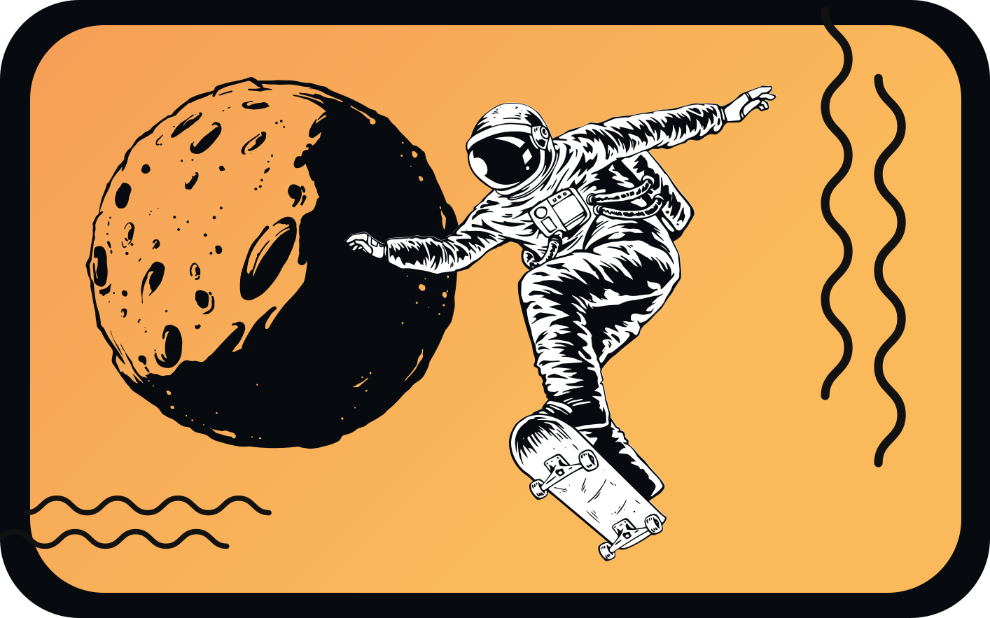 Alții covor de vinil astronaut care face skateboarding - TenStickers