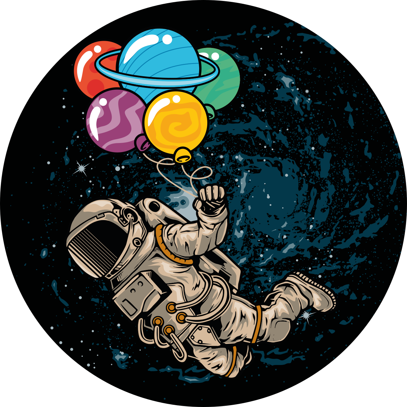 Alții covor de vinil astronaut cu baloane - TenStickers