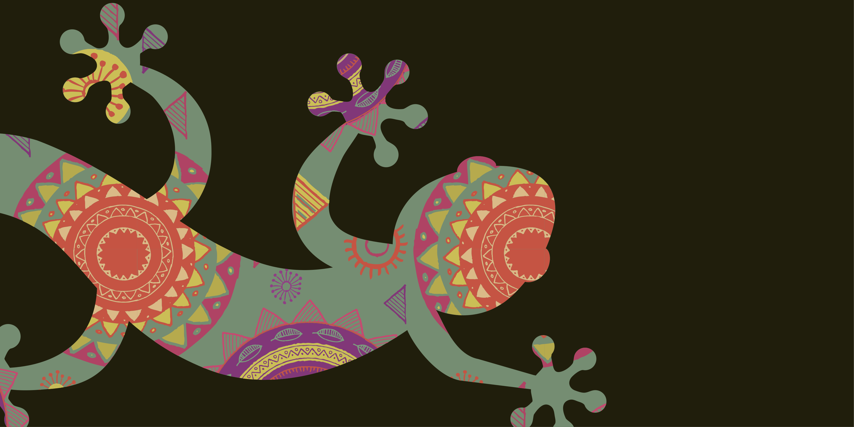 Covor vinil mandala șopârlă geometrică colorată - TenStickers