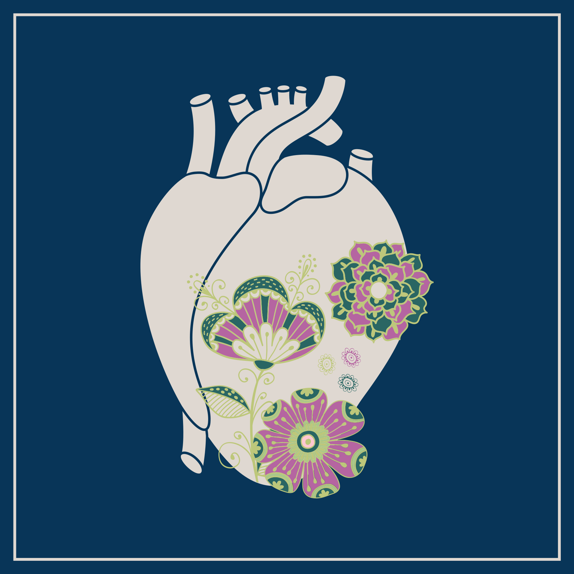 Covor de vinil scandinav model floral cu inimă - TenStickers