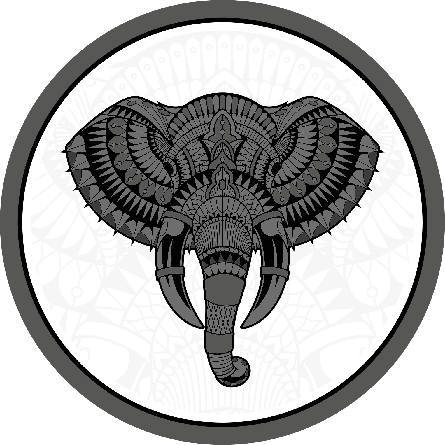 Covor vinil animal mandala gri elefant - TenStickers