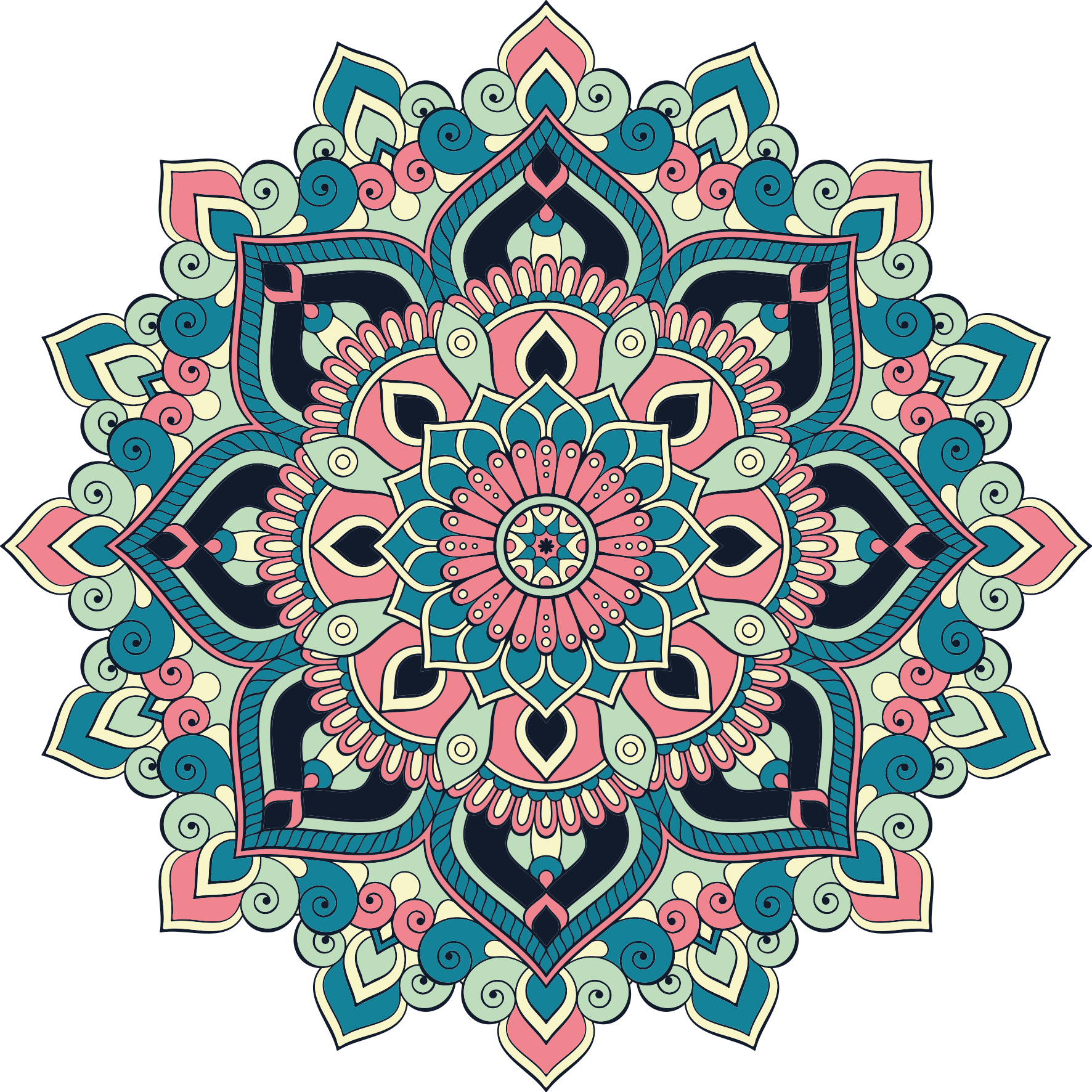 Covor vinil mandala element floral colorat - TenStickers
