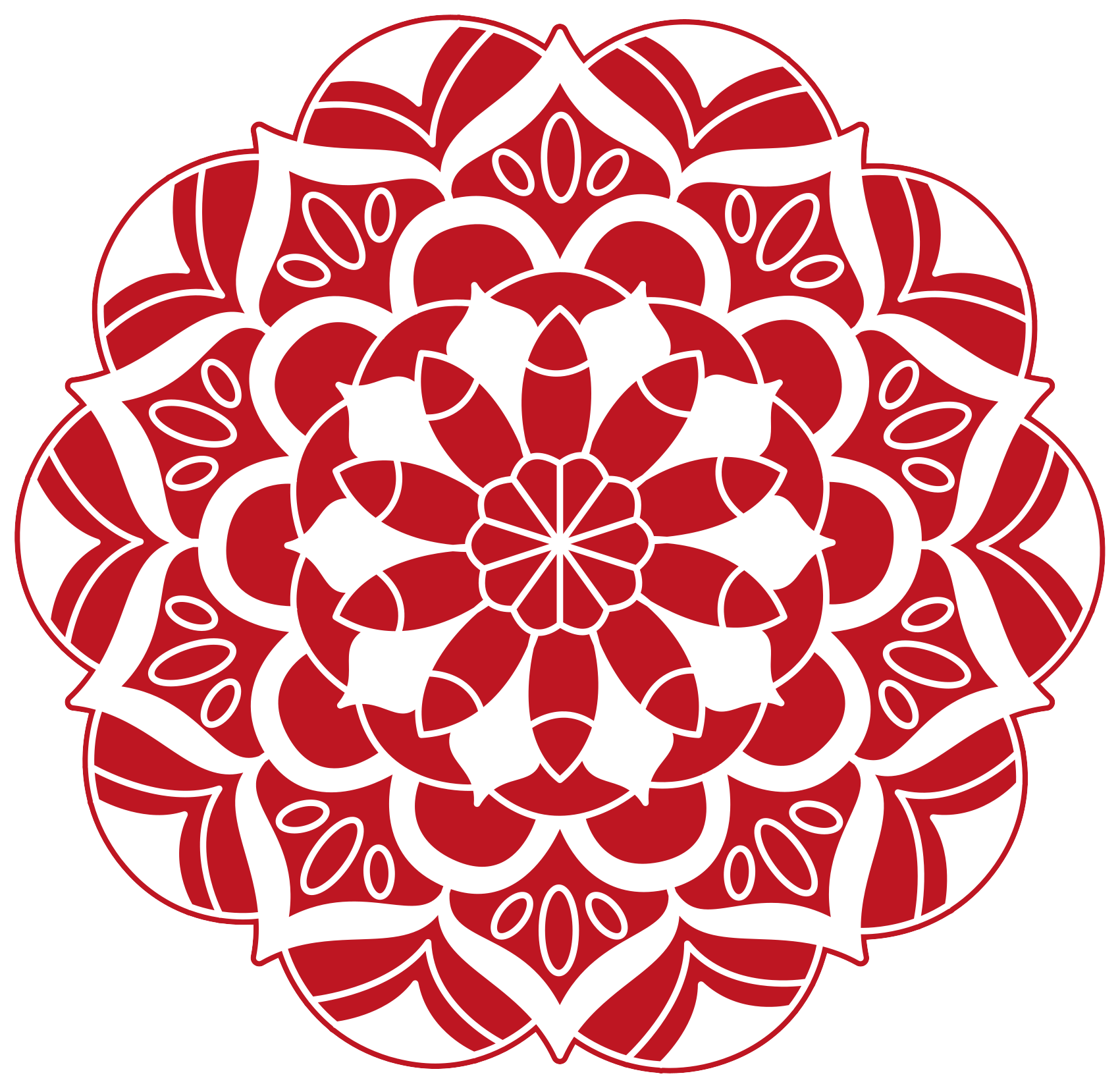 Covor de mandala cu model floral mandala rosu - TenStickers