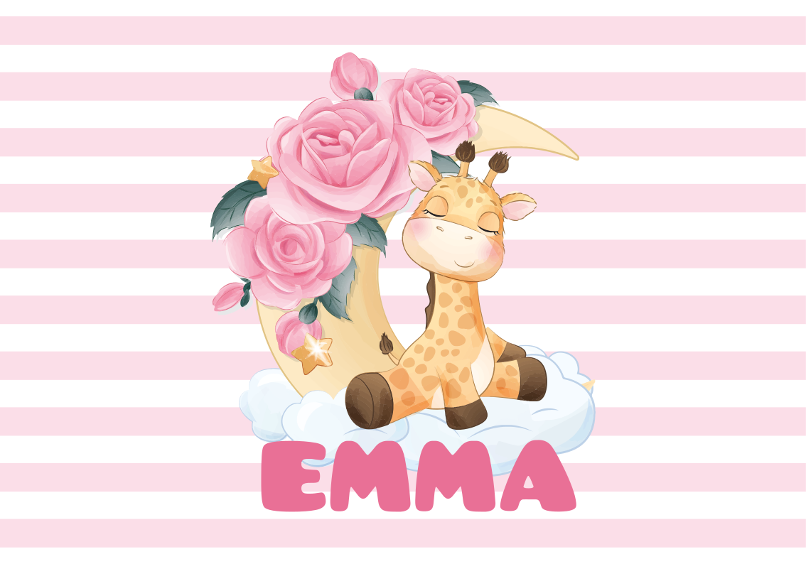 Covor de vinil pepiniere girafă fericită personalizată - TenStickers