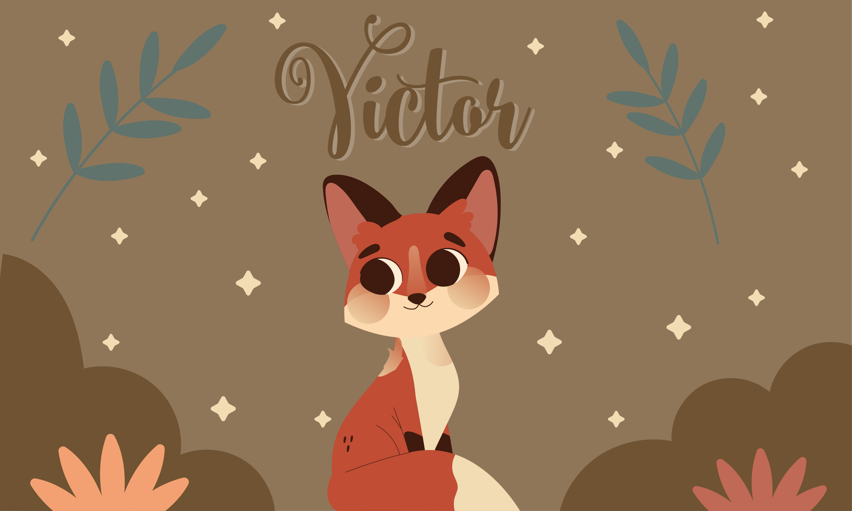 Vulpea drăguță pentru băiat cu nume covor de joc pentru bebeluși - TenStickers