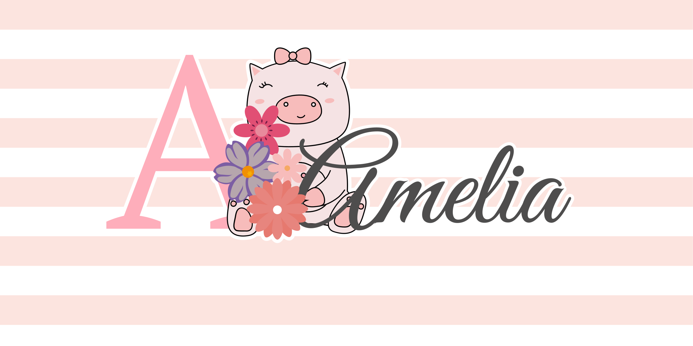 Covor de vinil cu nome ilustrație drăguță de porc - TenStickers