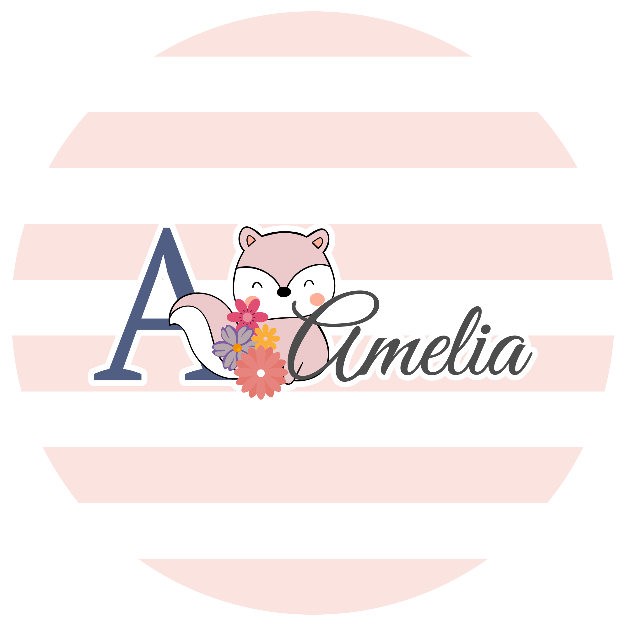 Covor de vinil cu nome design personalizabil de vulpe - TenStickers