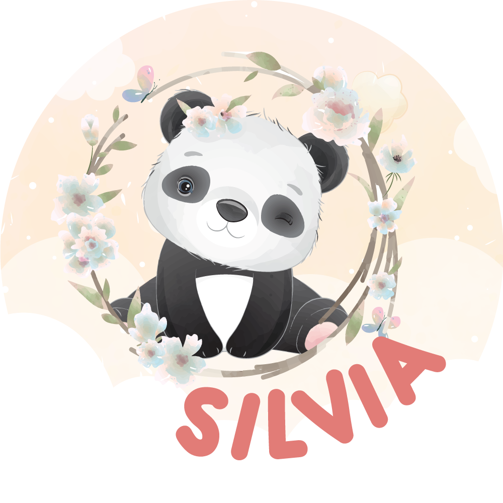 Covor de vinil cu nome artă drăguță cu panda - TenStickers