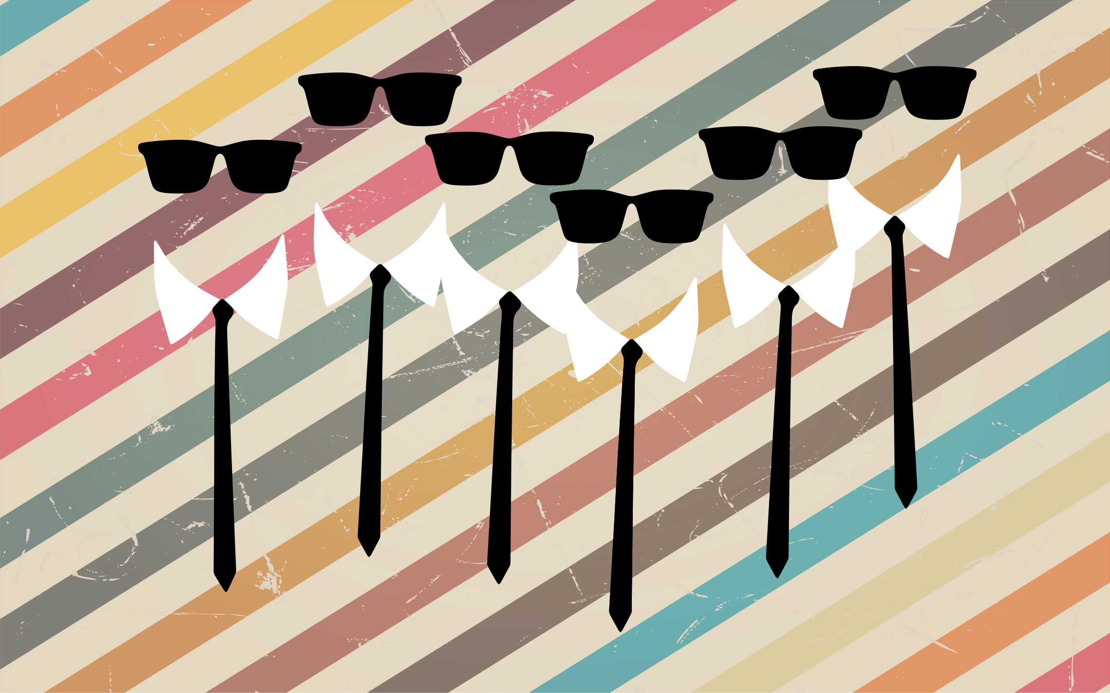 Covor vinil vărgat ținută elegantă de grup - TenStickers