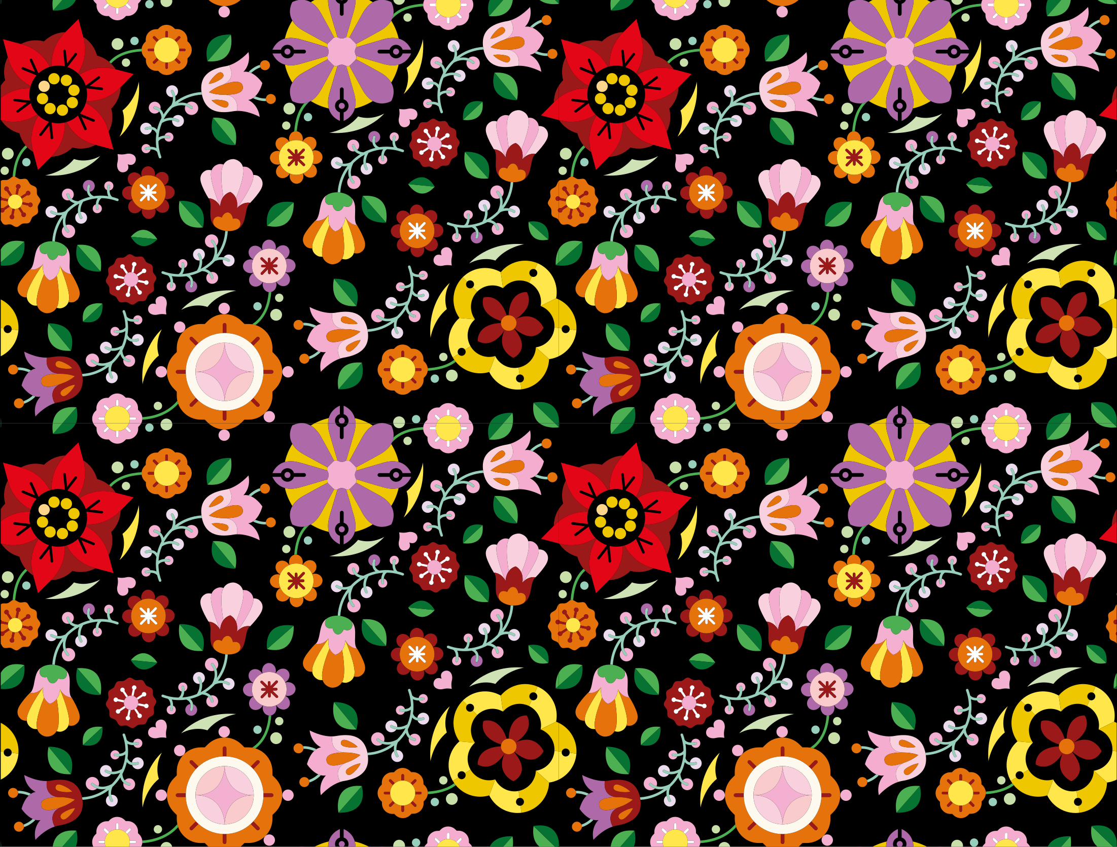 Covor vinil flori și plante ilustrație botanică luminoasă - TenStickers