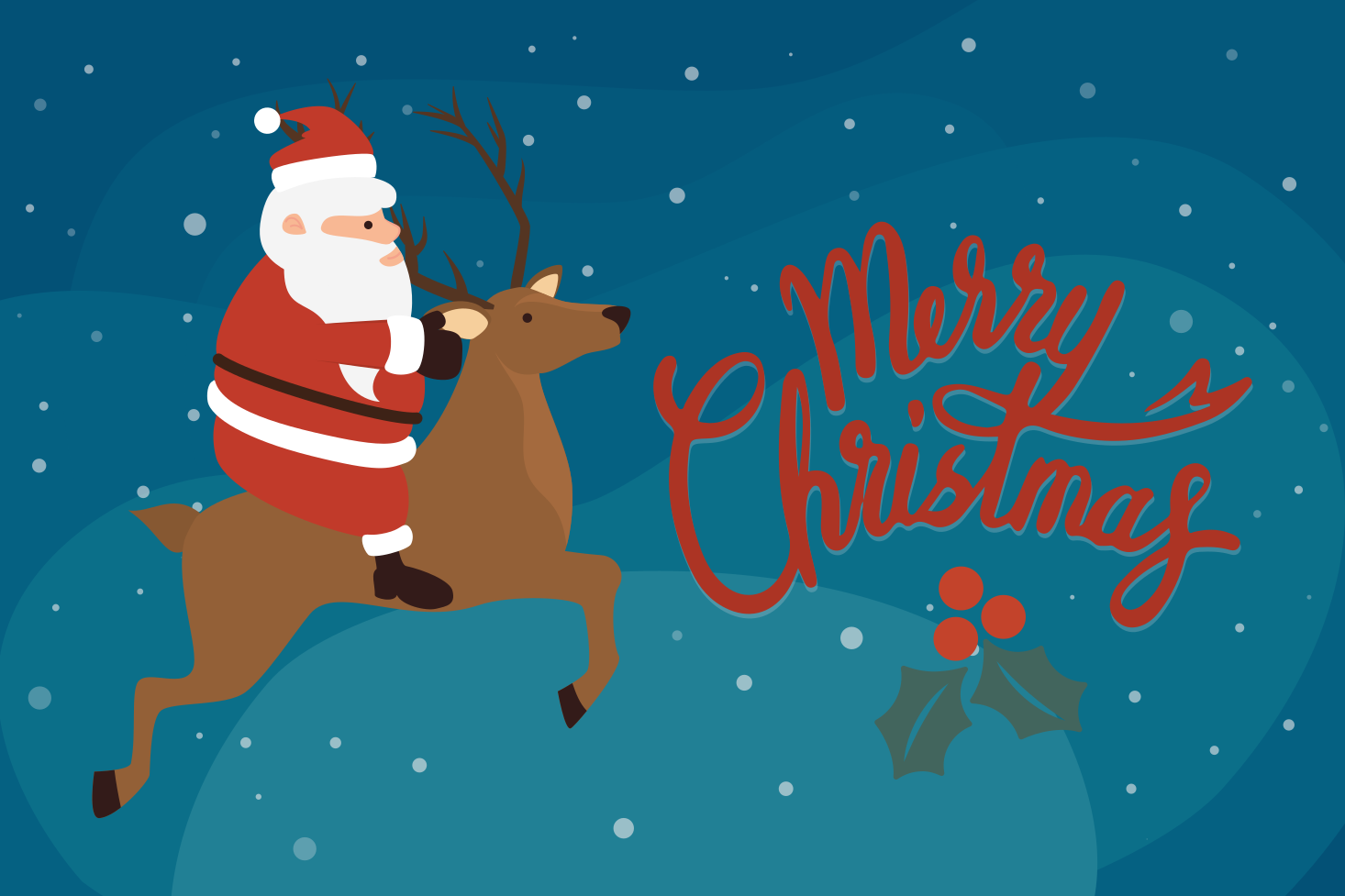 Covor vinil Crăciun mos craciun calare pe ren - TenStickers