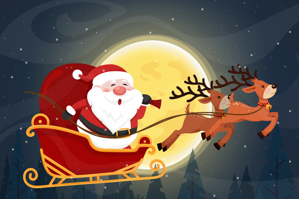 Covor vinil Crăciun tur cu sania lui moș crăciun - TenStickers