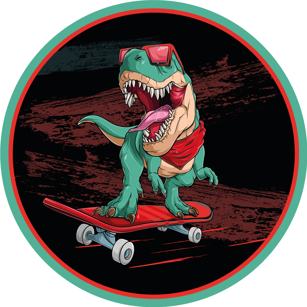 Covor de vinil Adolescenți dinozaur cool de skateboarding - TenStickers