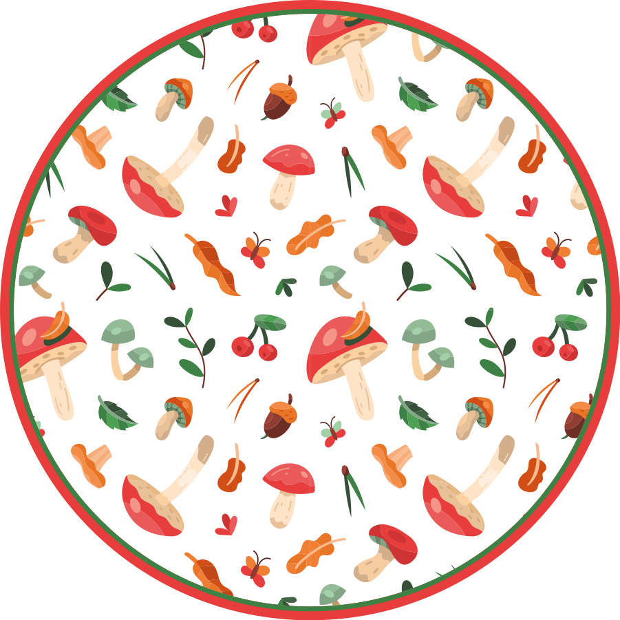 Covor vinil flori și plante motiv floral cu ciuperci - TenStickers