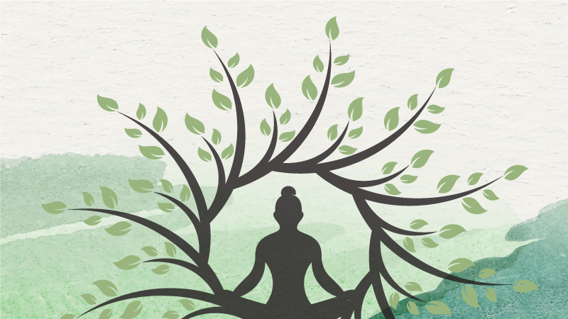 Covor vinil cu aspect de natura design copac de meditație - TenStickers