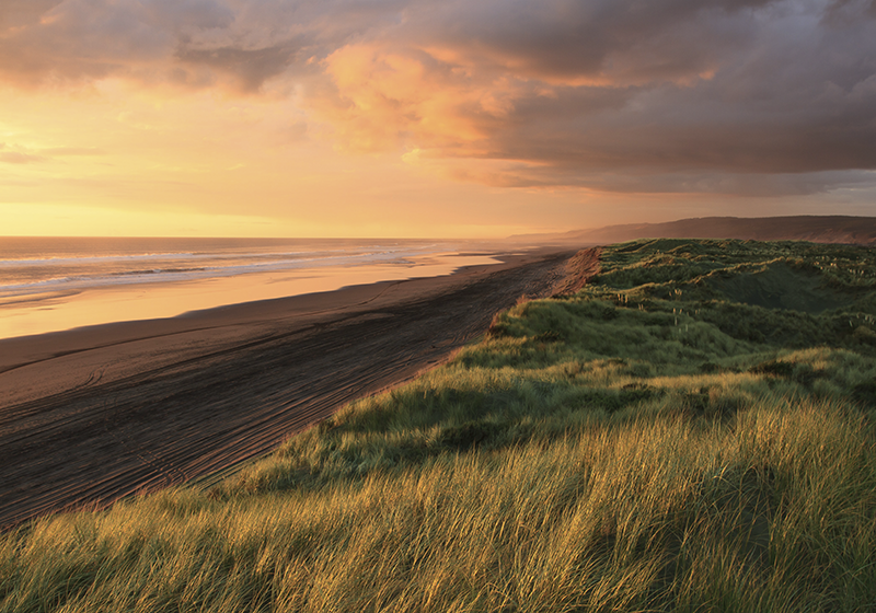 Covor vinil cu aspect de natura apus de soare pe plajă - TenStickers