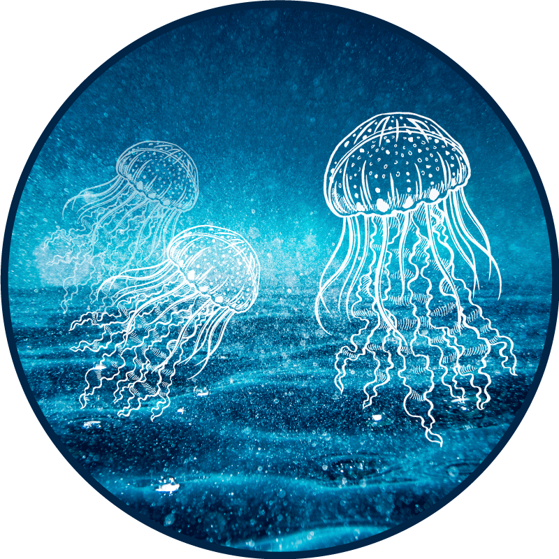 Covor vinil animal scenă oceanică cu meduze - TenStickers
