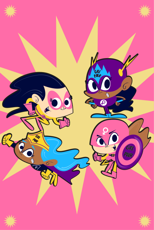 Covor de vinil pentru copii personaje supereroi colorate - TenStickers