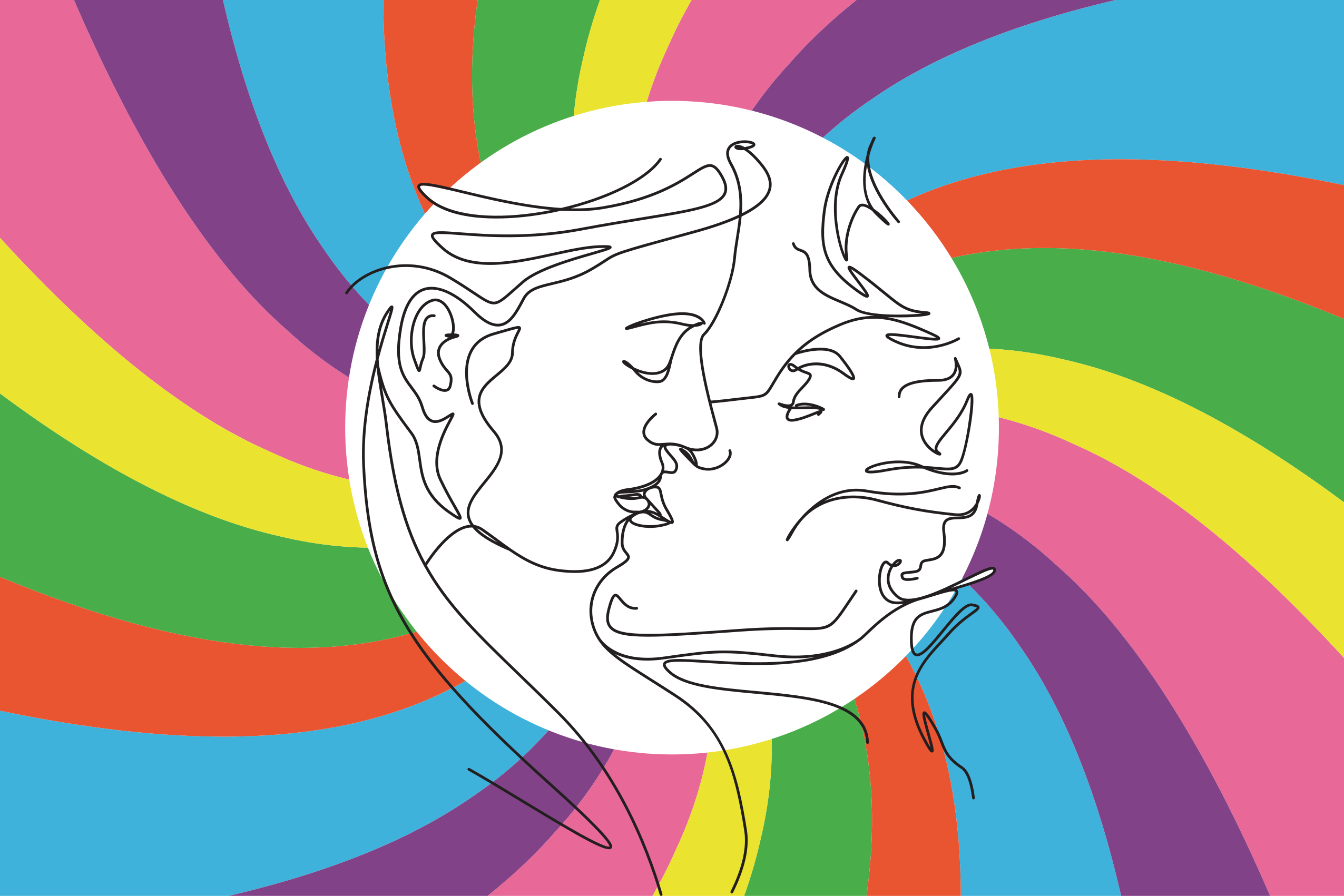 Alții covor de vinil silueta de sărut colorată - TenStickers