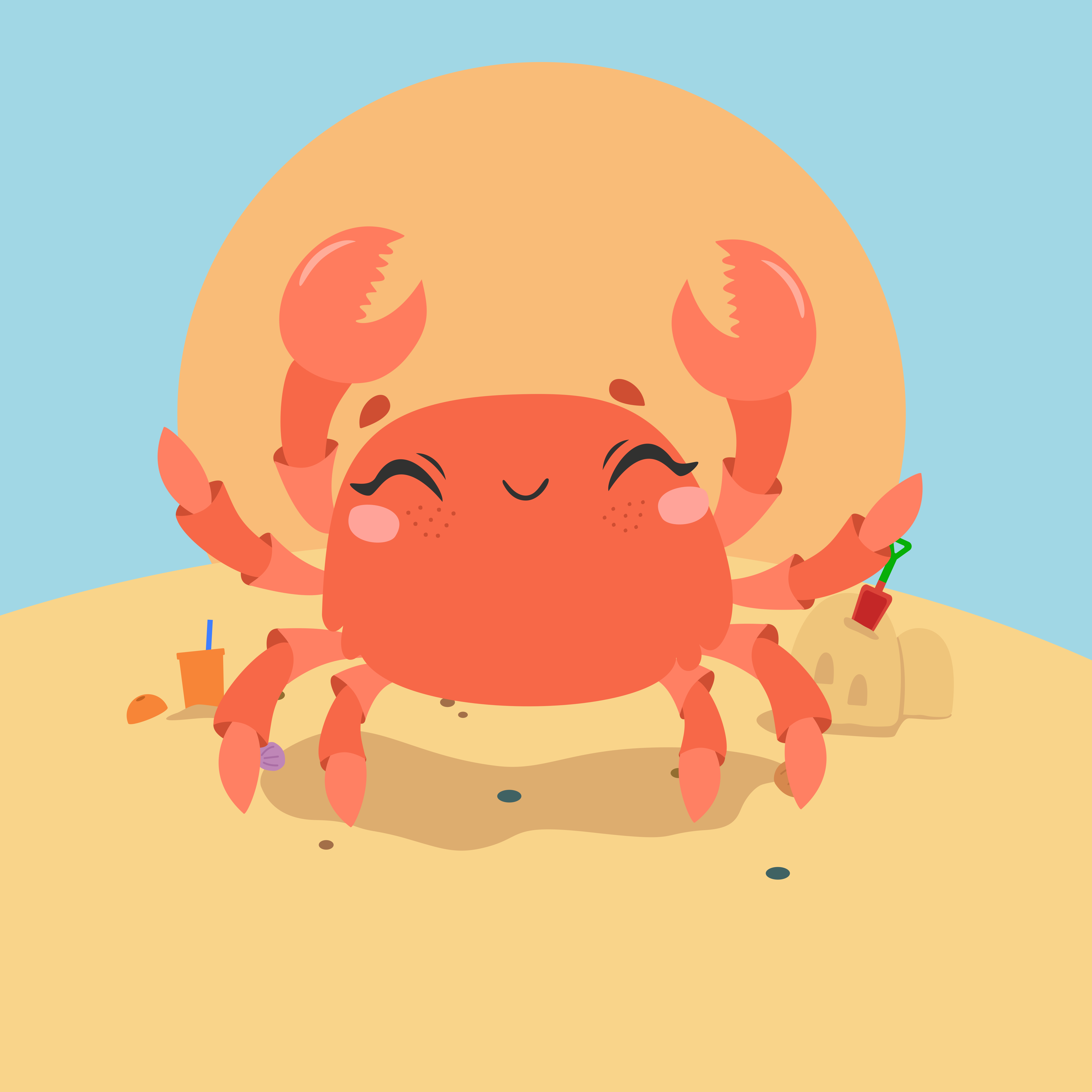 Covor de vinil pentru copii crab vesel de desene animate - TenStickers
