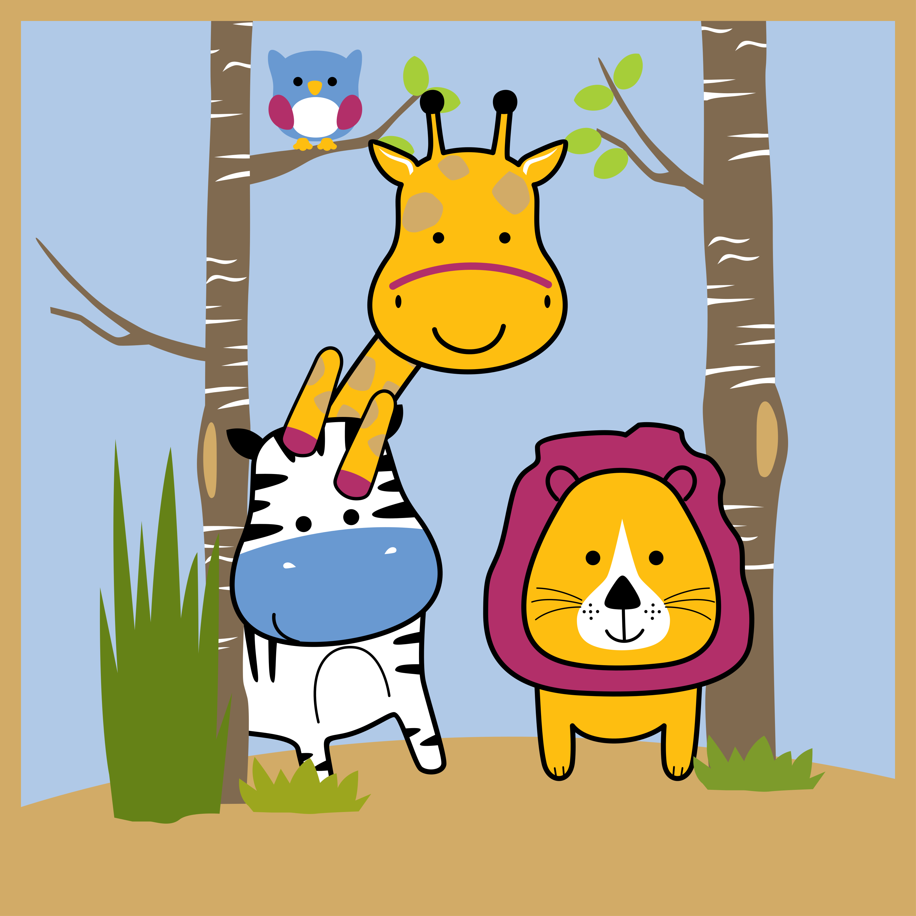 Covor de vinil pentru camera copilului personaje animale - TenStickers