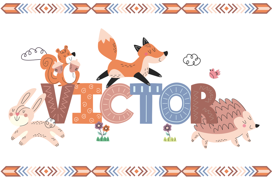 Covor de vinil cu nome creaturi personalizabile - TenStickers