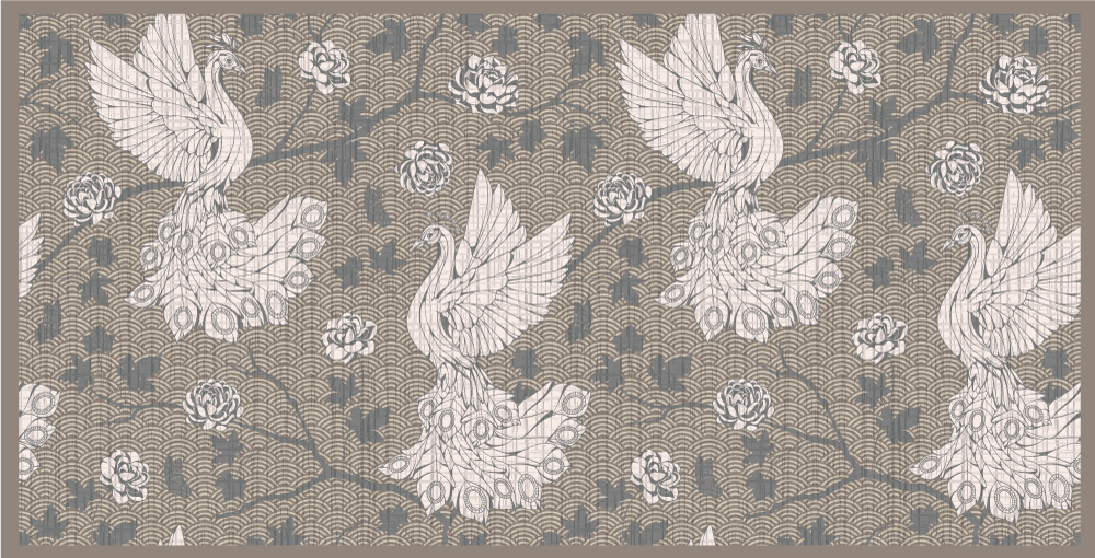 Covor vinil animal scena grădinii cu macara - TenStickers