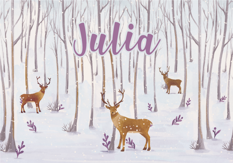 Covor de vinil cu nome peisaj forestier de iarnă - TenStickers