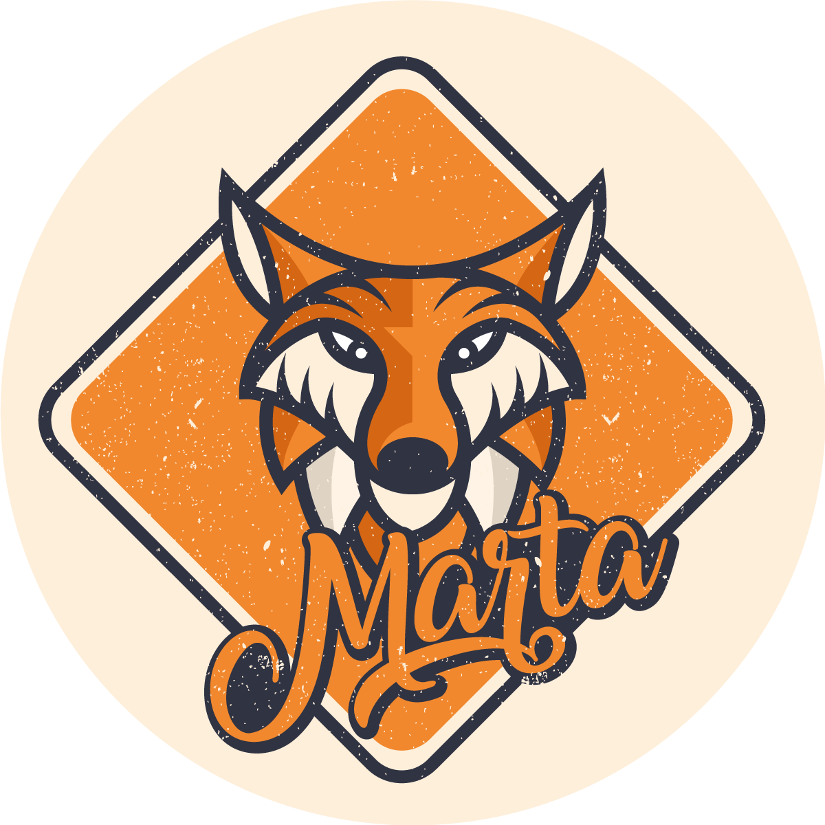 Covor de vinil cu nome vulpe inteligentă personalizabilă - TenStickers