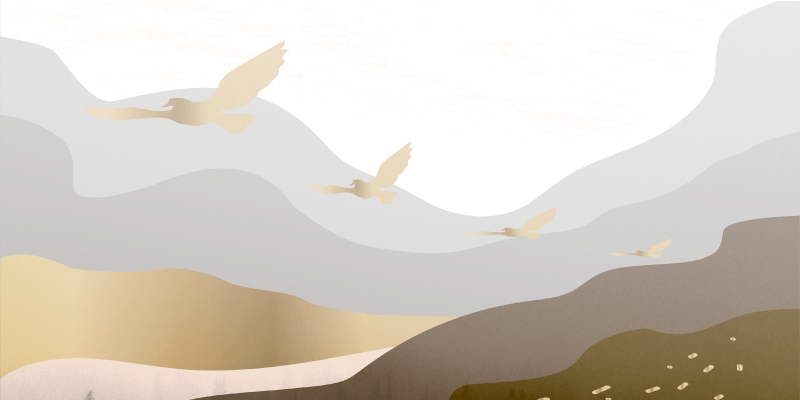 Păsări de aur în ceață covor modern - TenStickers